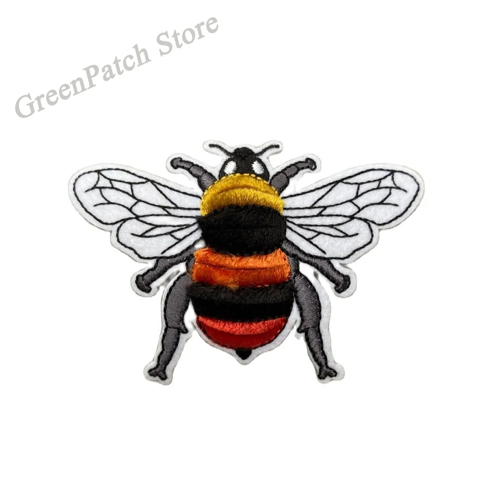 Bumble Bee Patch Large size Embroidery Iron on Patches for Clothing Lady Rider Biker Patch Decoarate Sew on Jacket Badge DIY