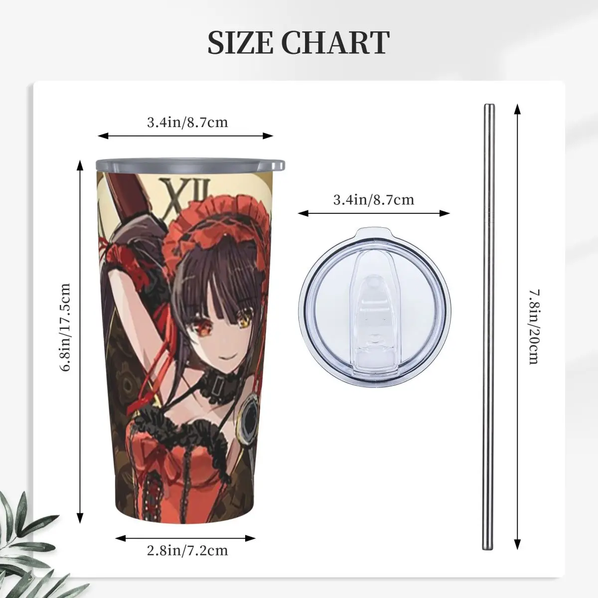 Tokisaki Kurumi Date A Live Game Stainless Steel Tumbler Vacuum Insulated Mug Thermal Cold Cups Straws With Lid 20oz
