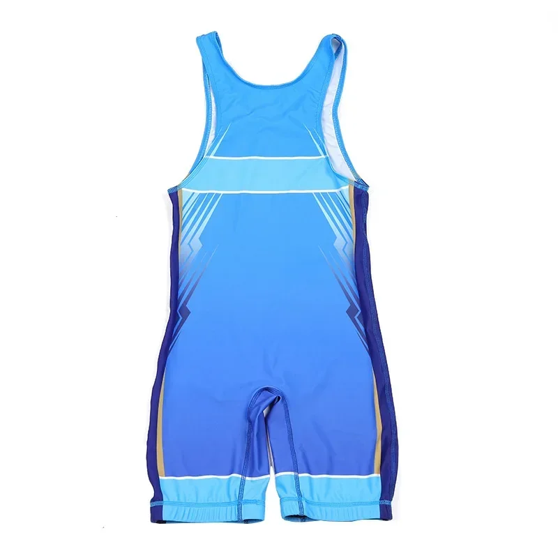 Tight Training Suit Print Wrestling Suit Freestyle Competition Training One-piece Wrestling Suit Children Adult High Stretch men