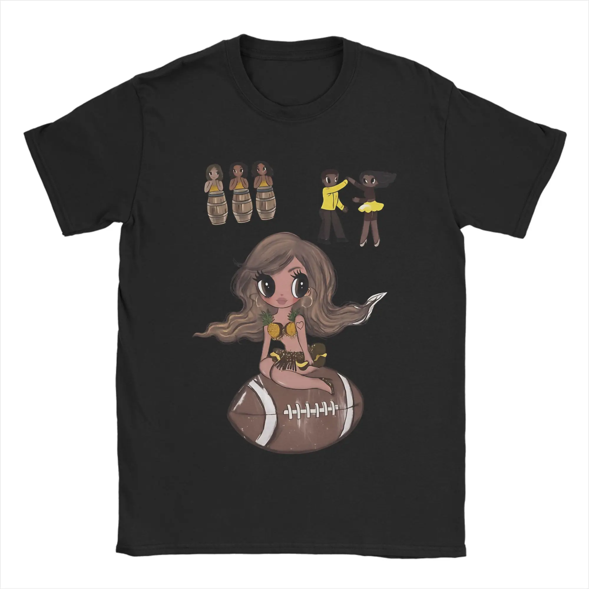 Karol G Chibi Latina Girl On Football With Dancer Characters T-Shirt Summer Y2K Casual T Shirts Cotton Tshirt For Men's Tees