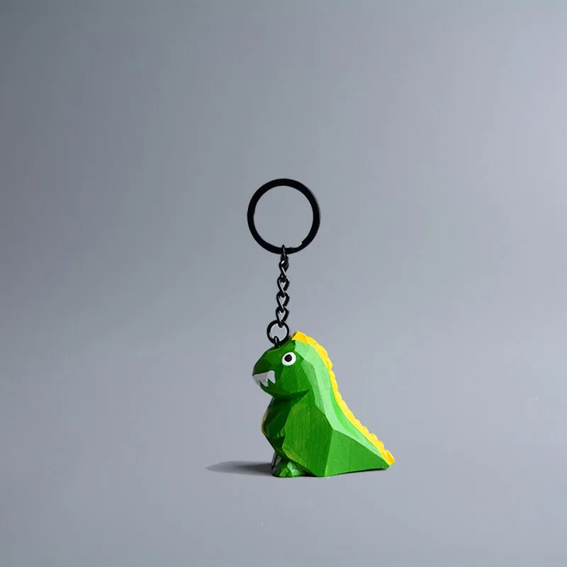 

Cartoon Animal Green Dinasour Action Figure Wooden Cute Keychain Kids Toys Boys Birthday Gift Key Ring Kawaii Bag Accessories