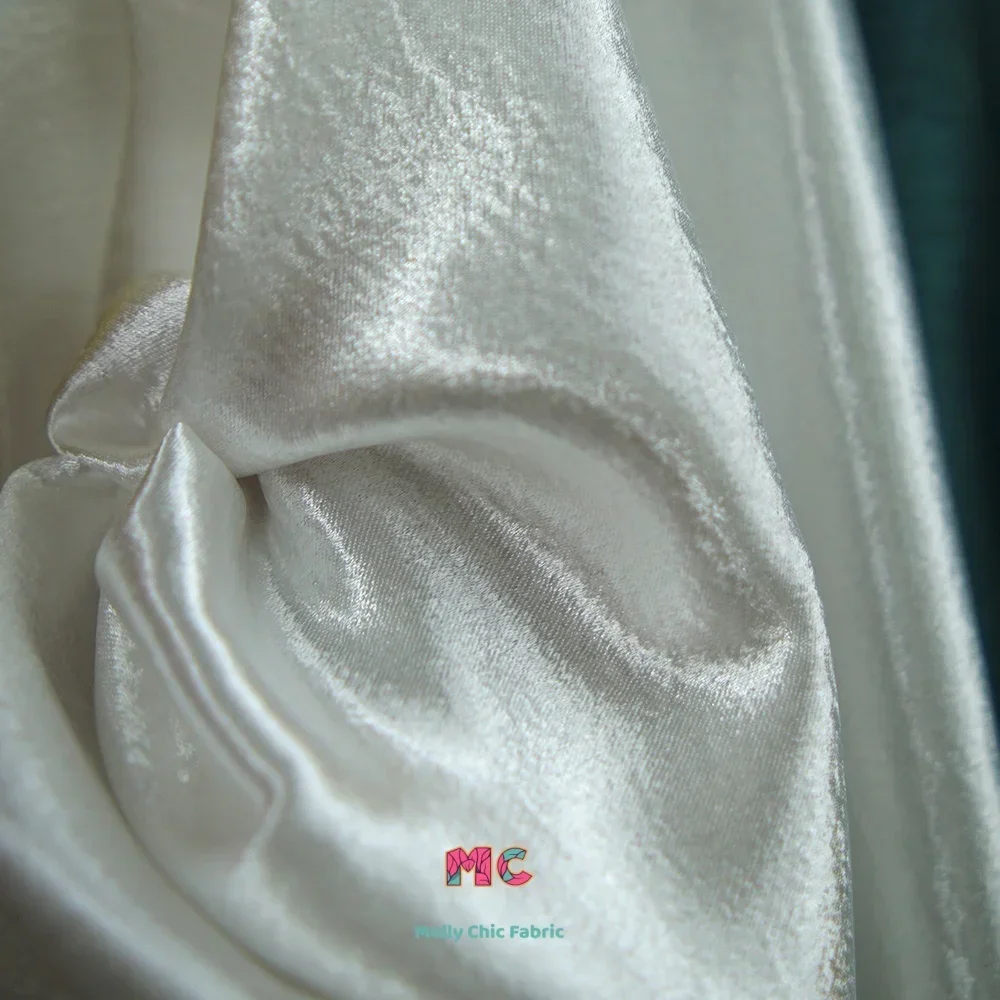 Tela crepé de doble cara de cristal blanco, dorado y rojo, costura de vestidos de novia, disfraces de actuación, telas para coser