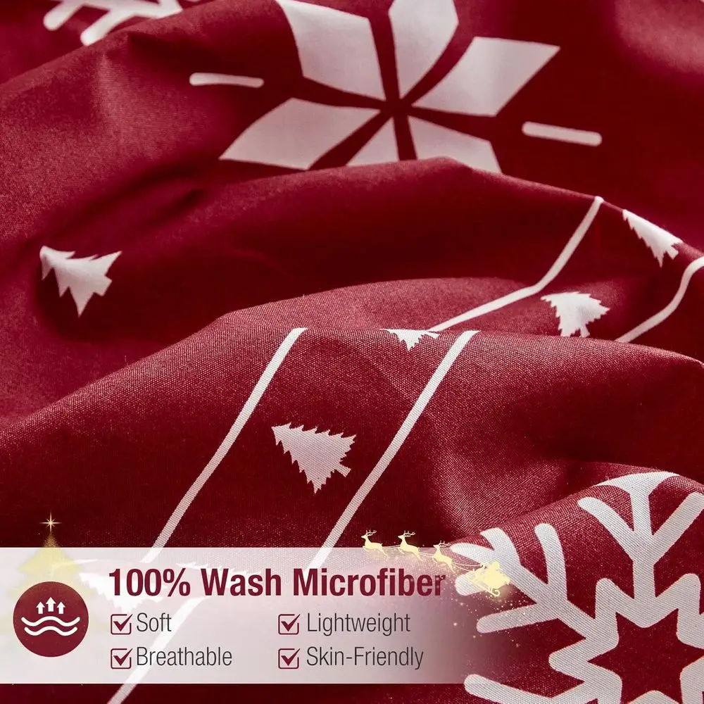 Conjunto de capa de edredão reversível Queen Size com zíper e laços de canto, 1 capa de edredom 90x90 polegadas + 2 fronhas