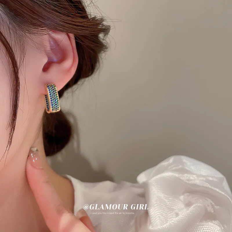 Light Luxury Senior Sense Zircon Geometry Korean Niche Ins Temperament Earrings Fashion Design Earrings Female