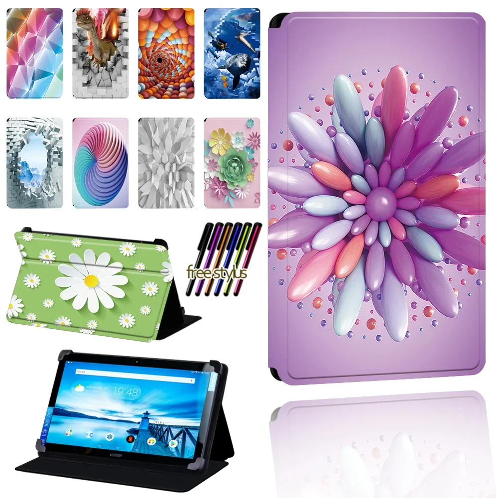 

3D Pattern Case for Lenovo Smart Tab P10 10.1"/P10 LTE 10.1 Tablet Case Leather Adjustable Stand Cover Tablet Accessories