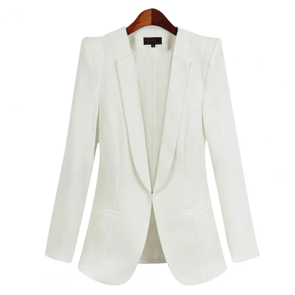 Blazer ajustado con cuello de muescas para mujer, chaqueta de Color sólido, cárdigan de oficina, Blazers de negocios para mujer, primavera y otoño