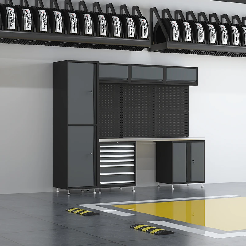 Lemari Garasi Tugas Berat Bengkel Penyimpanan Multifungsi Kabinet Alat Modular untuk Lemari Alat Logam Meja Kerja