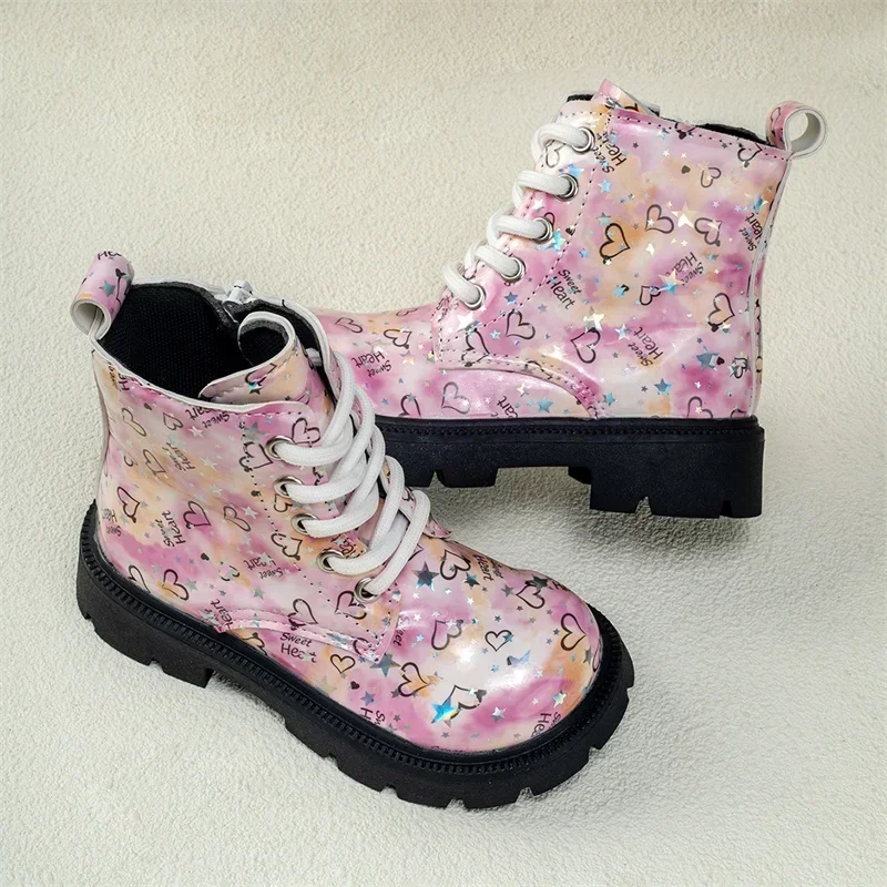 Autunno/inverno ZIP moda dolce cuore neonate rosa caldo tacco quadrato Casual comodi stivali carini Size21-30 scarpe da bambino