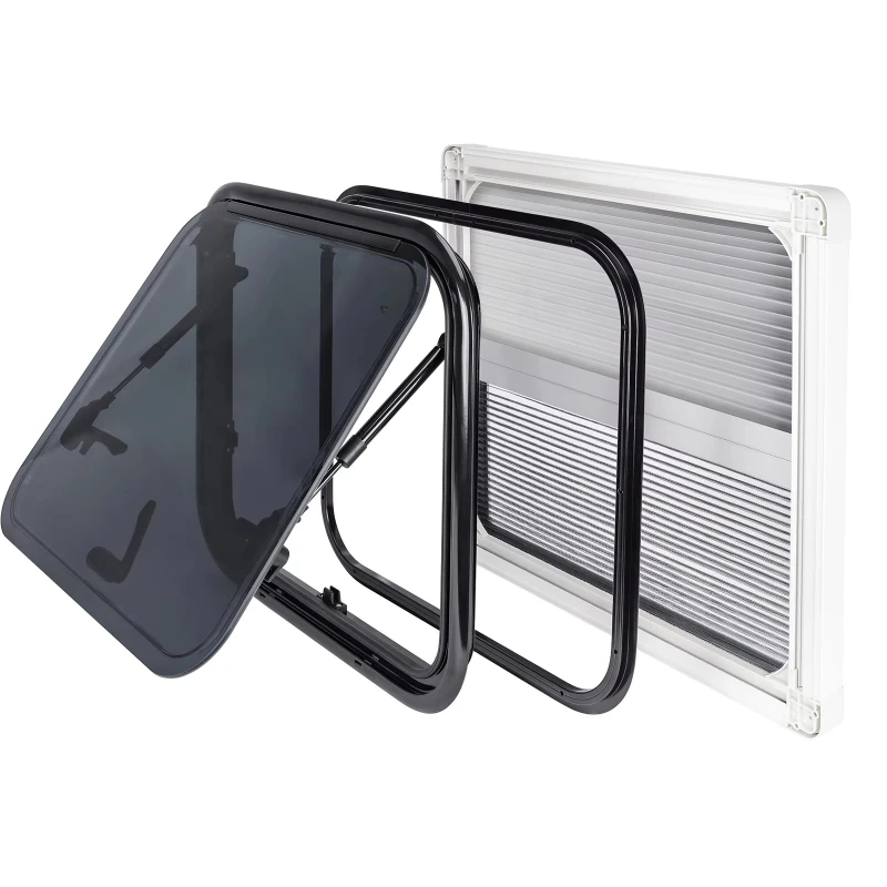 500 * 450Mm RV camper body parts rounded aluminum tempered glass lock, suitable for caravans and campers
