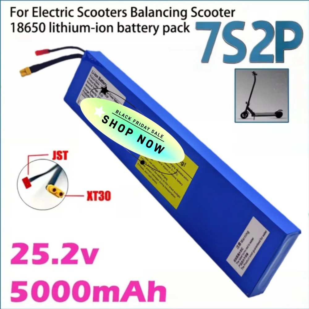 

7S2P 18650 Li-ion Rechargeable Battery Pack 29.4V 5000mAh Electric Scooter Replacement Battery Suitable for 25.2V Scooters