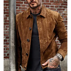 Men's Imitation Suede Men's Jacket Single Breasted Single Coat Slim Fashion Casual Comfortable Commuting Work Wear Clothes Coats