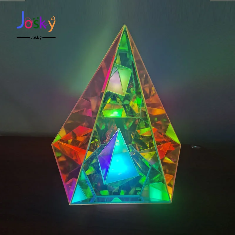 Colorful light Cube Pyramid Camping Lamp Bedroom Mood Decoration Ornaments Net Red Creative Gaming Desktop Atmosphere Night Lamp