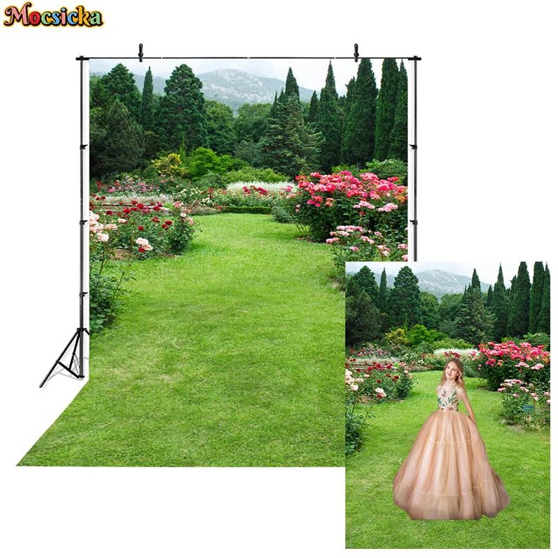 

Green Grass Background Photography Props Photo Studio Kits Forest Flower Wedding Backdrop Cloth Wallpaper Decoration Photozone