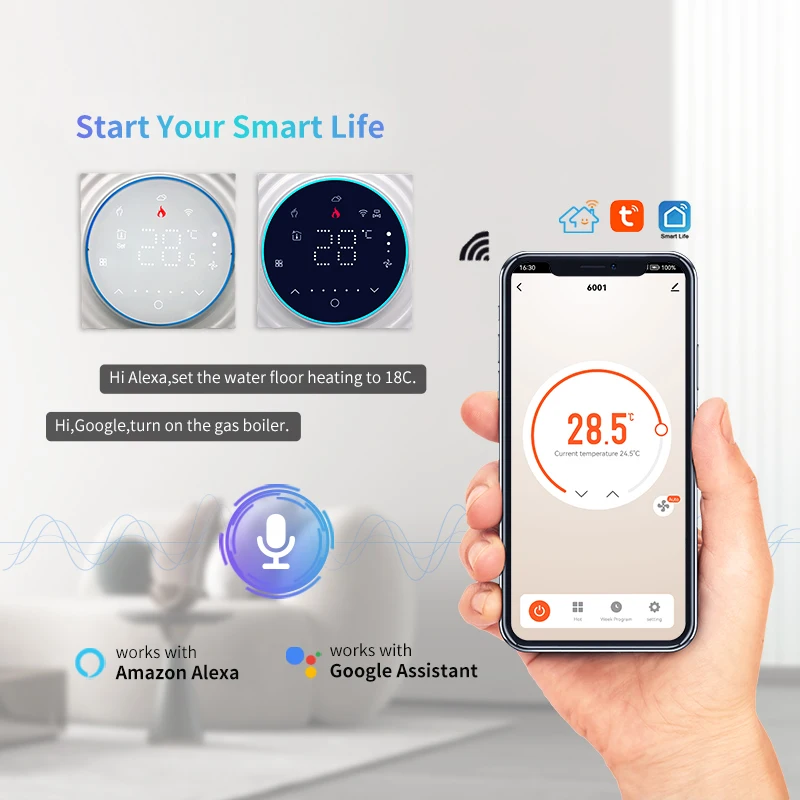 Fan Coil Thermostat Voice Control Rs485 Modbus Digital Wifi Smart Room Thermostat