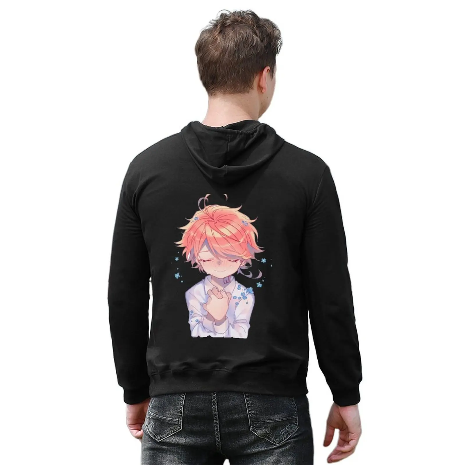 Happy Emma fanart: The Promised Neverland Hoodie ملابس الخريف الرجالية ملابس رجالي هوديس للرجال