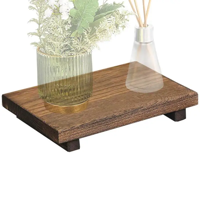 Wood Riser For Kitchen Counter Small Bathroom Tray Decor Anti-moisture Plant Vase Riser Stand Scented Perfume Toiletries Tray