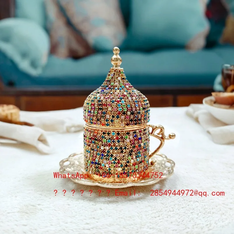 2026   Color Diamond Coffee Cup Light Luxury Gold Set European Court Style Retro Italian Style