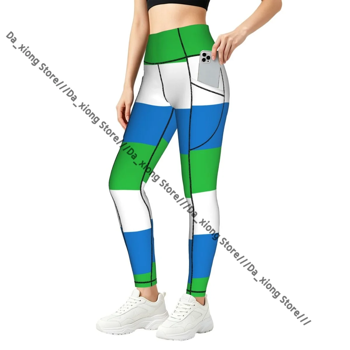 Women Slim Fit Yoga Pants With Pockets Sierra Leone Flag Hip Lifting Sports Fitness Pants