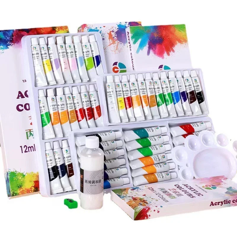 Ensemble de peinture acrylique pour vêtements, peinture sur verre, pigments pour artistes, tube de 12ml, 12 couleurs, 18 couleurs, 24 couleurs, 36 couleurs