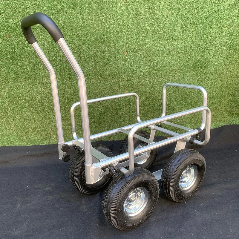 4 Wheel Silent Flat Trolley Multifunctional Aluminum Lightweight Warehouse Logistic Truck With Frame For Pulling Goods Hardware