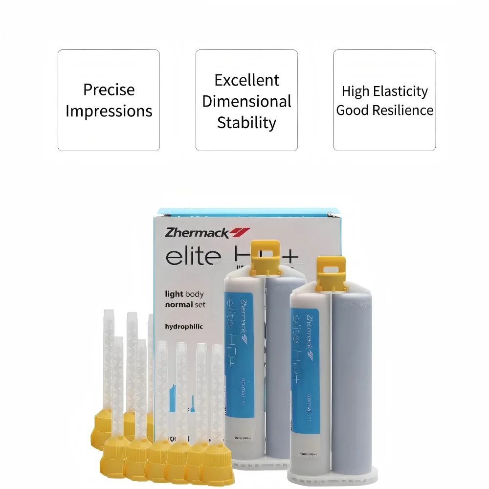 

Zhermack Elite HD+ Light Body Normal Set Hydrophilic A-Silicone Impression Material Nano-Technology Precision 2x50ml Cartridges