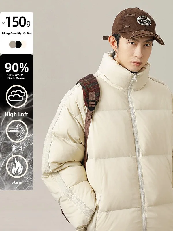 

Waterproof Thiened 90 down Stand Collar Puffer Jaet Men's Winter New Sle Lightweight Warm Bread Sle Coat Women