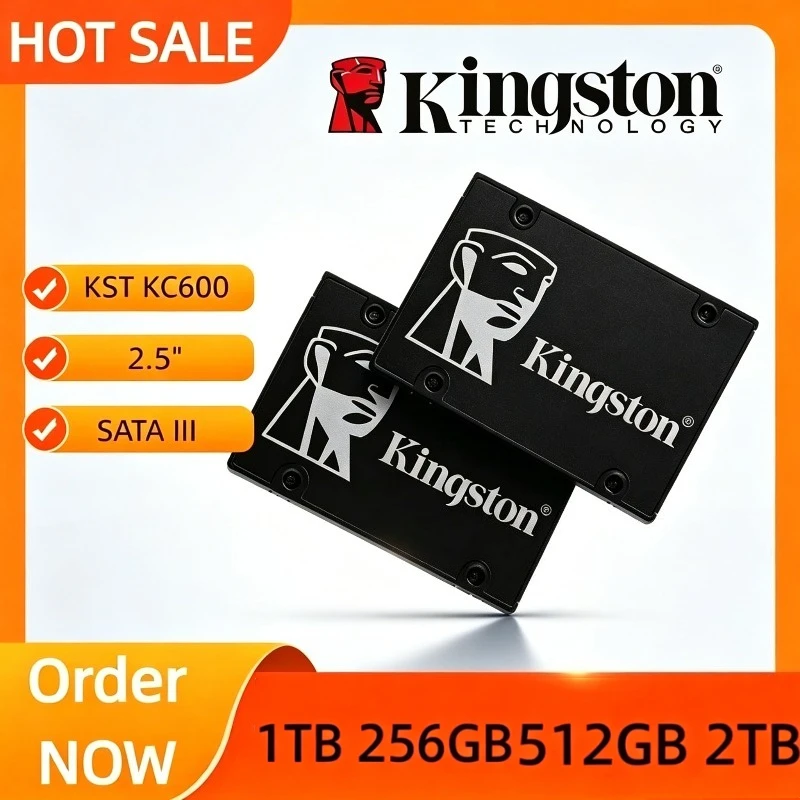 

Kingston 2.5" SATA 3.0 SSD KC600 Solid State Drive 512GB 1TB 2TB 3D TLC internal Hard Drive for Laptop and Desktop Computer