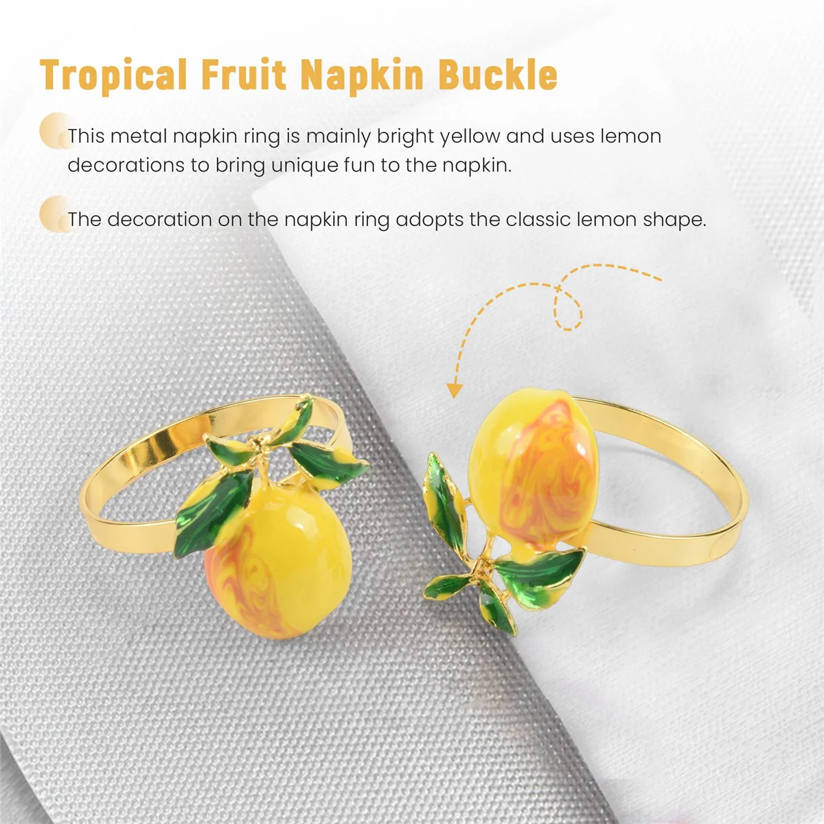 

NEW 12 Pieces Lemon Napkin Rings Summer Napkin Holders Tropical Fruit Napkin Buckle Decor for Summer Birthday Wedding Party