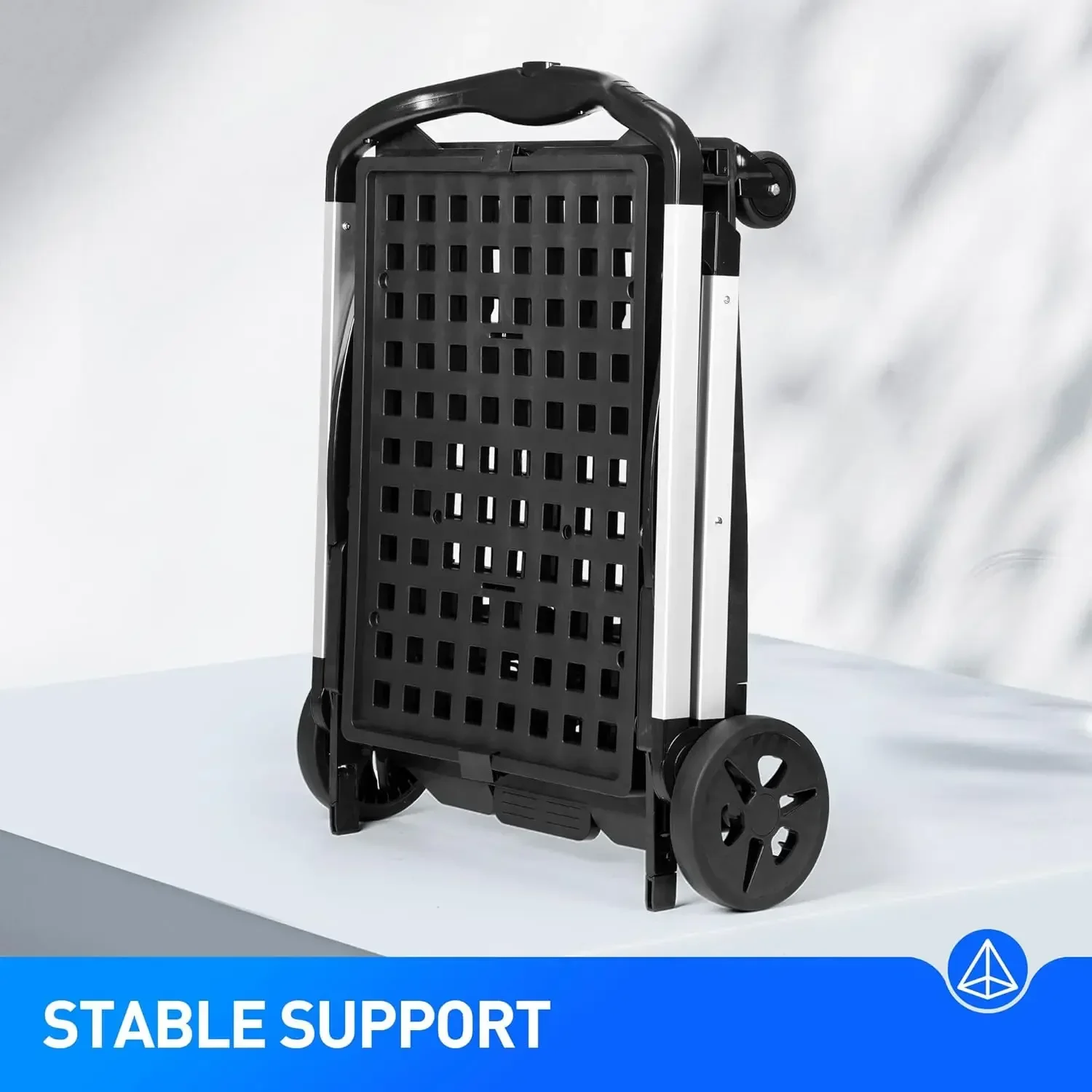 Folding Shopping Cart, Collapsible Shopping Cart with Wheels, Adjustable Foldable Portable Trolley, Grocery Shopping Cart with R