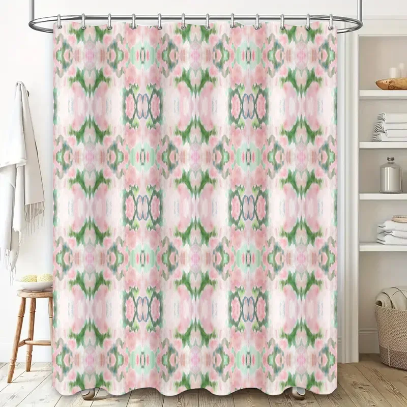 

Красочная занавеска для душа с цветочным принтом, водонепроницаемый домашний декор для ванной комнаты, детской комнаты или спа, розовый, зеленый, синий, белый, Koleid