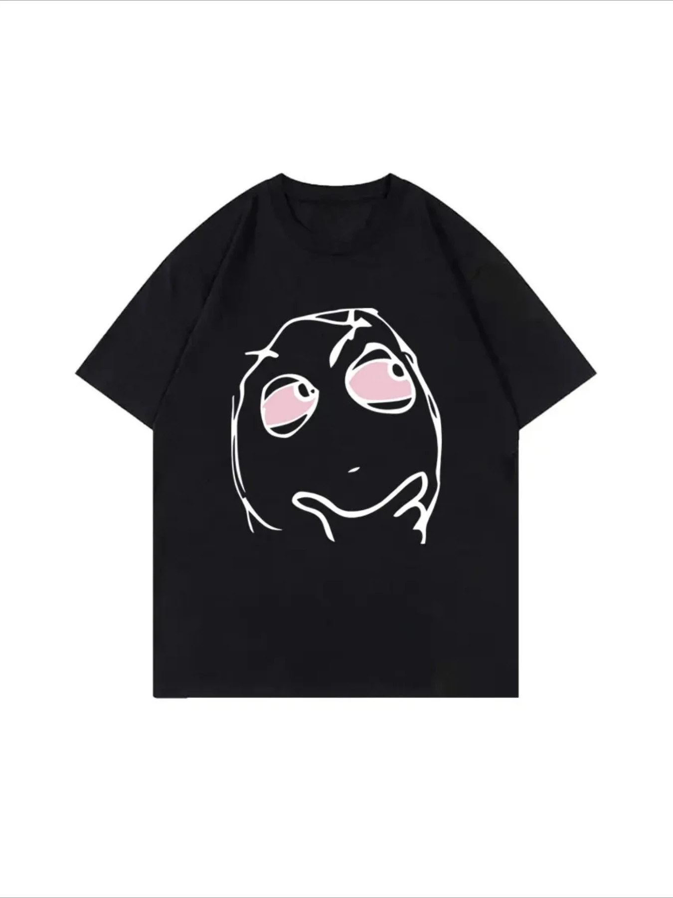 RAGE GUY Funny Meme T Shirt Manga Troll Face Be Me Pensive Red Eyes High Reaction Face T-Shirt Men Women Cotton Oversized Tshirt