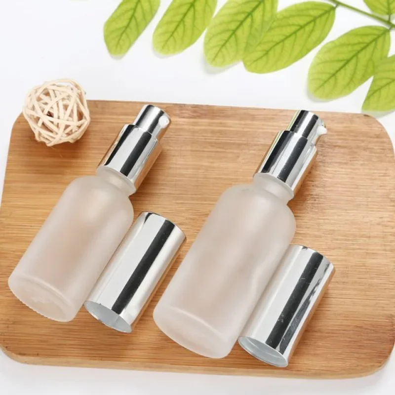 5/10/15/20/30/50/100ml Essential Oil Bottle Bright Silver Anodized Clear Matted Lotion Spray Pump Head Cosmetics Sub Bottles