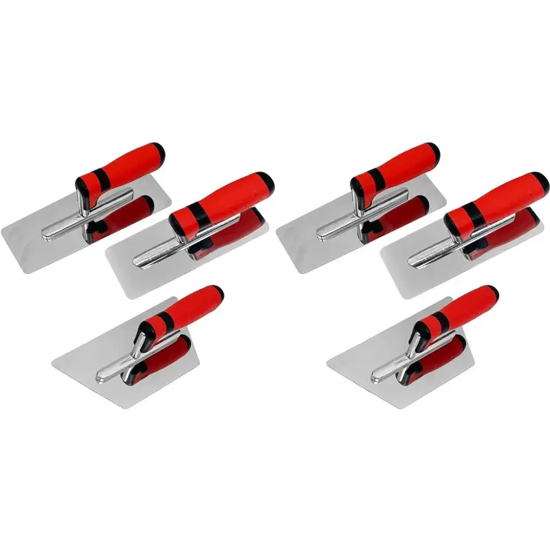 

B08B-6 Pack Plaster Finishing Trowel Set, Polished Stainless Steel Paint Plastering Hand Tool With Handle