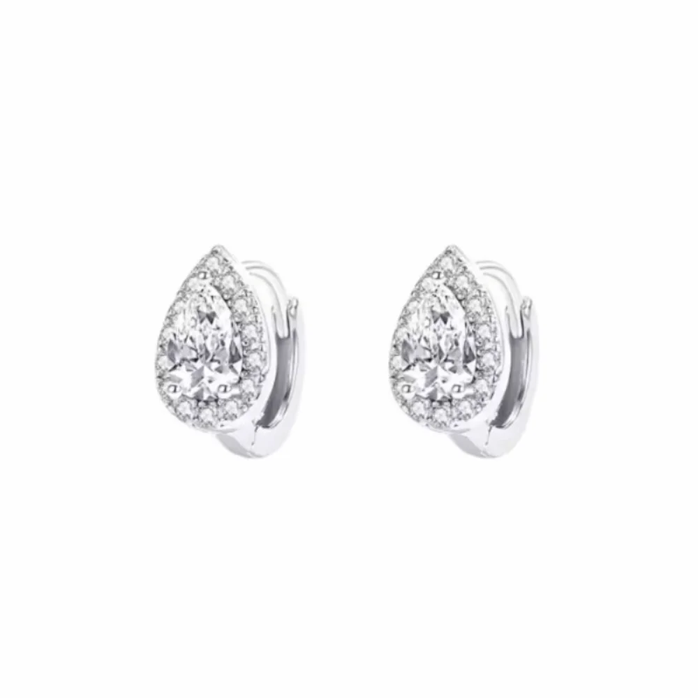 Nuevos Pendientes de Aro con Zirconia en Forma de Gota de Agua Brillante, Pendientes de Plata en Forma de Lágrima, Mini Pendientes de Cobre con Cierre de Hebilla