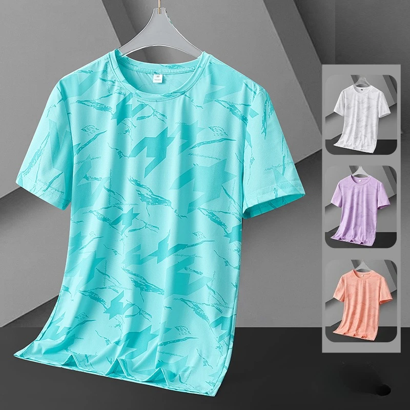 Summer Outdoor Volleyball Casual Ice Silk Quick Drying Short Sleeved T-shirt Lightweight and Breathable Couple Casual T-shirt