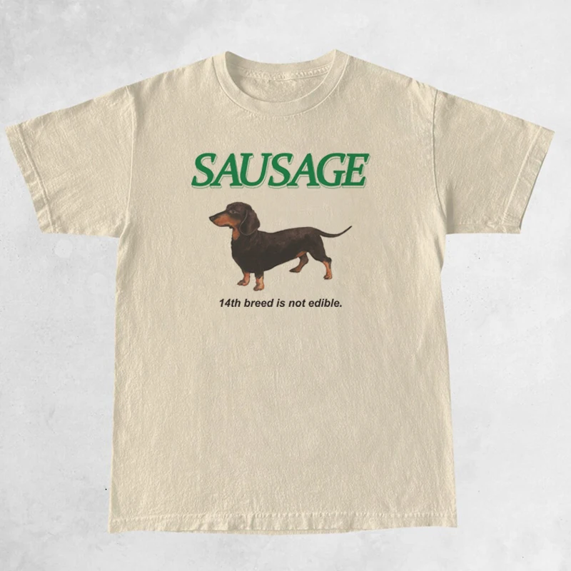 Kawaii Sausage Dog Print T Shirt Women Oversized Korean Fashion Streetwear Tops Cute Funny T-Shirts Y2k Aesthetic Tees Clothes