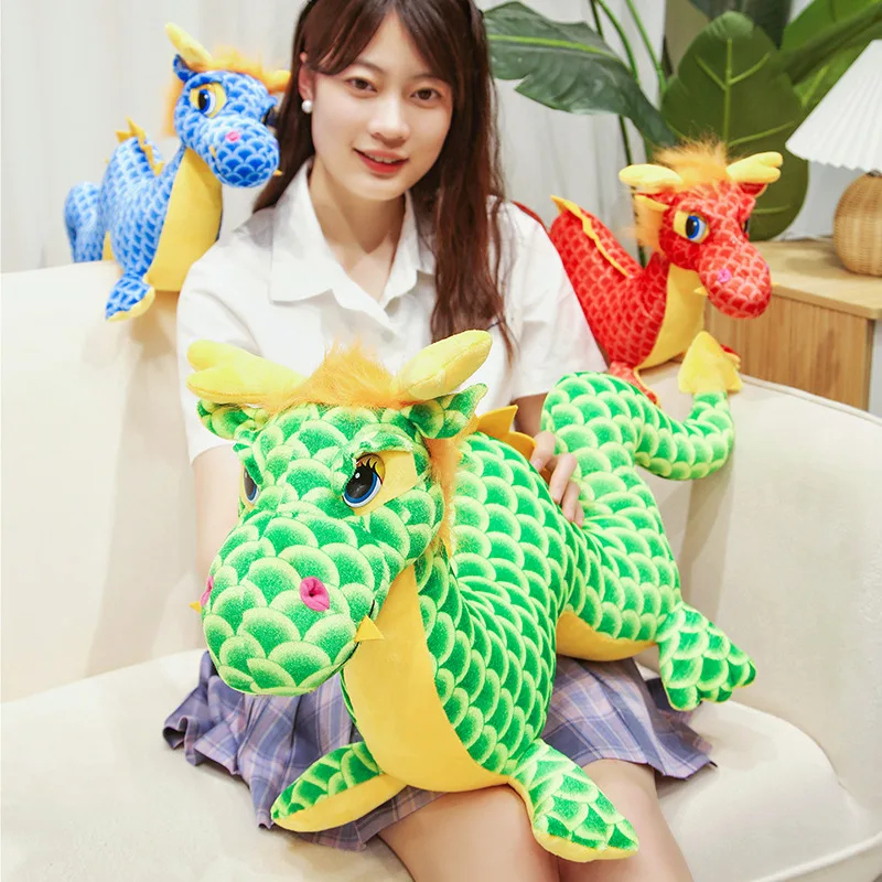 New 2024 Chinese Dragon Plush Toy Cartoon Stuffed Animal Dinosaur Doll Anime Soft Kids Toys for Girls Boys Children Gifts