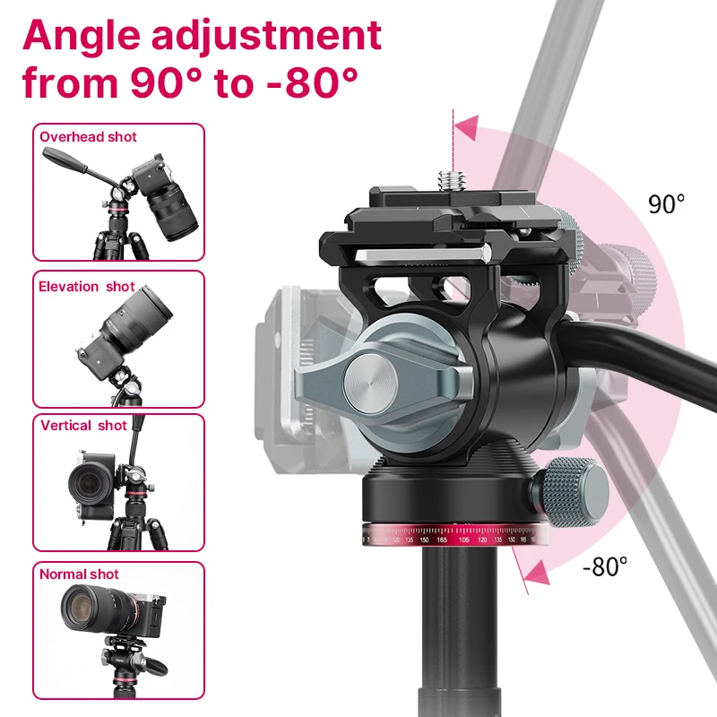 Ulanzi U-190 Panoramic Tripod Head Hydraulic Fluid Video Head For Tripod Monopod Camera Holder Stand Mobile SLR DSLR Camera