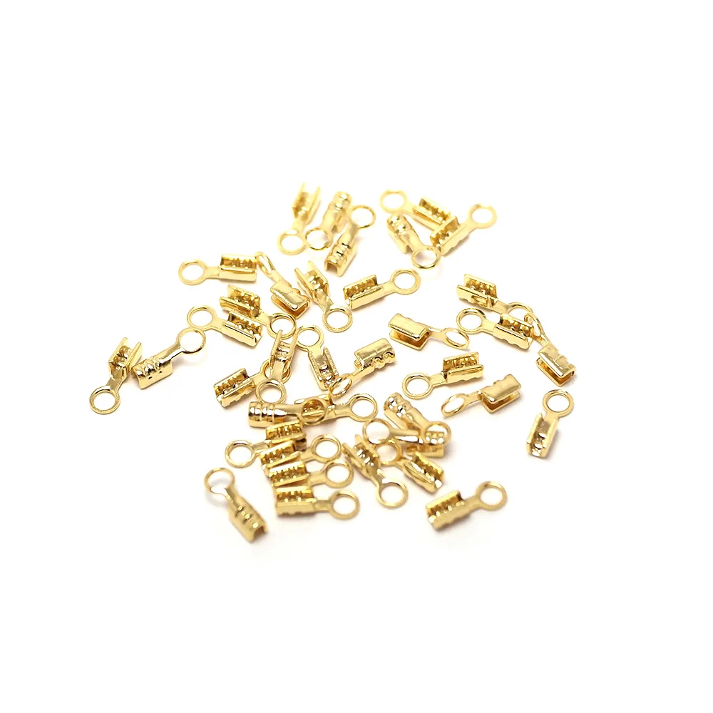 30pcs Crimp End Tips,24K Gold Color Plated Brass,7mm Feather Leather Cord Chain Ends Connector,Earring Jewelry Necklace Making