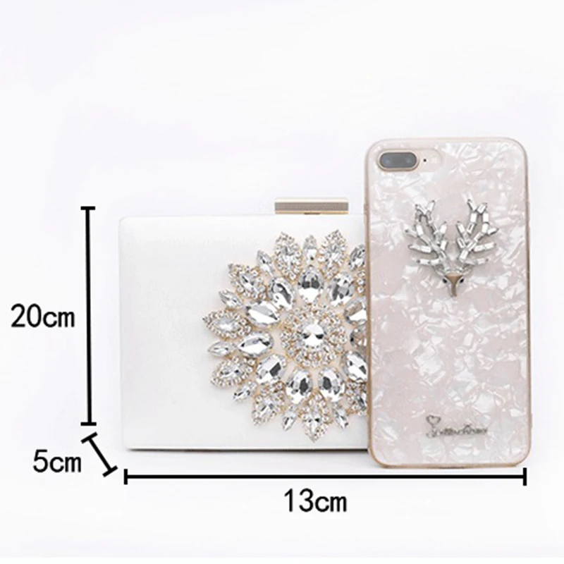 Crystal Diamond Floral Pattern Clutch Handbags Women's PU Leather Square Evening Party Bag Box Shoulder Bags sac de luxe femme