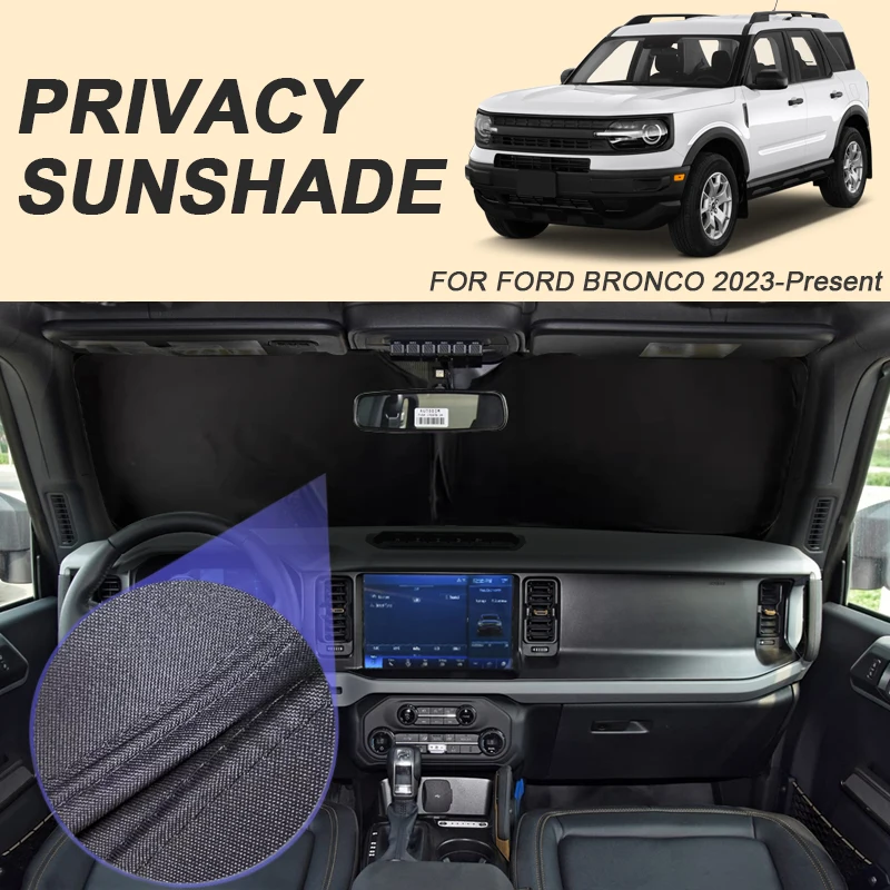 

Автомобильный солнцезащитный козырек на черное окно для Ford BRONCO 2023-настоящее время, автоматическая защита от УФ-лучей, теплоизоляция, защитная крышка, аксессуар для интерьера