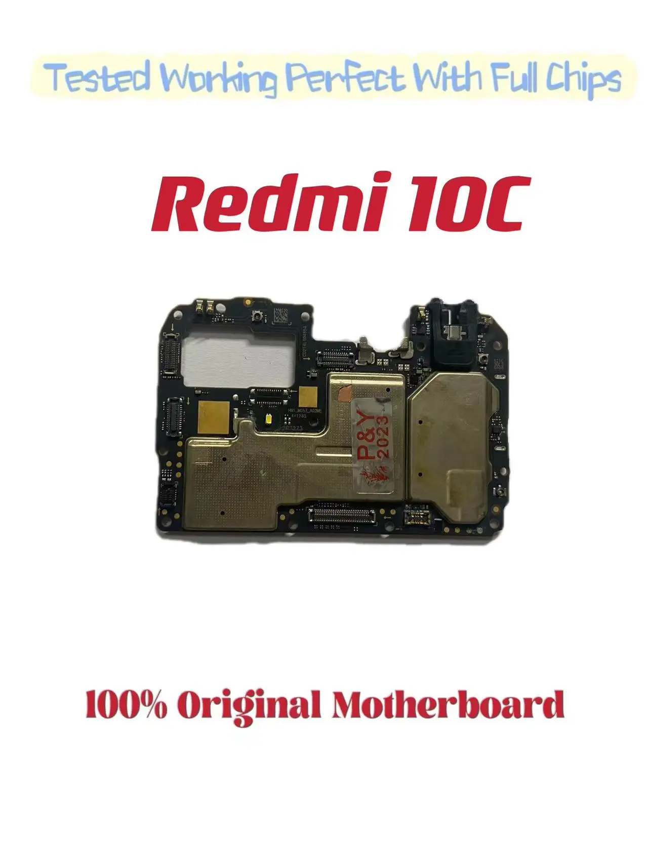 Original Unlocked Main Board for Redmi 10C Mainboard, Motherboard with Chips Circuits, Flex Cable