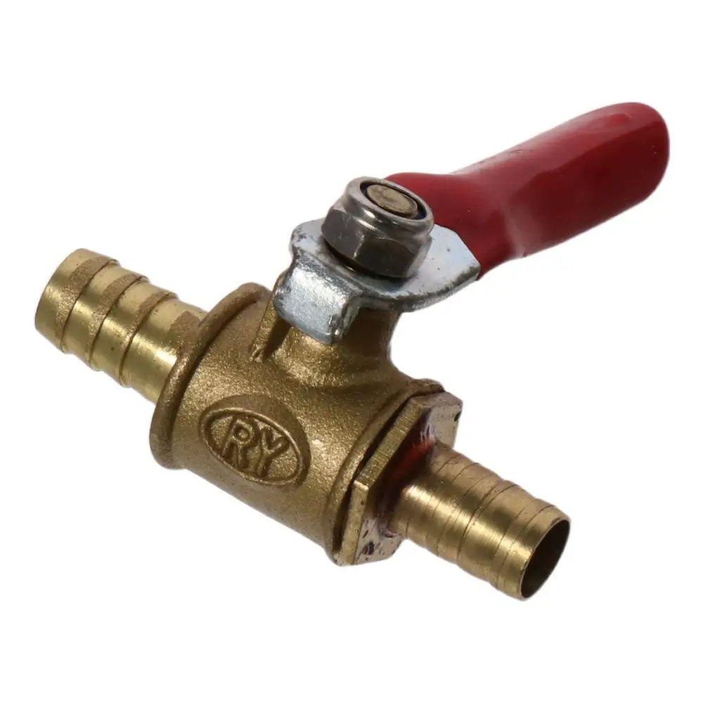 6mm 8mm 10mm 12mm Ball Valve Hose Barb to Hose Barb Operation Handle Shut-off Valve 180 Degree Brass Valve