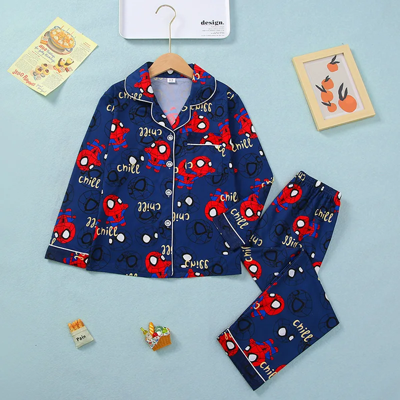 2pcs Boys Kids Spider Man Print Pattern Pajama Set, Long Sleeve & Pants, Casual Home Wear Set, As Daily Gift, For All Seasons