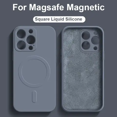 Magsafe 무선 충전 자기 케이스 용 기존 액체 실리콘 iPhone 15 14 Plus 13 12 11 Pro X XR XS Max 7 8 소프트 커버