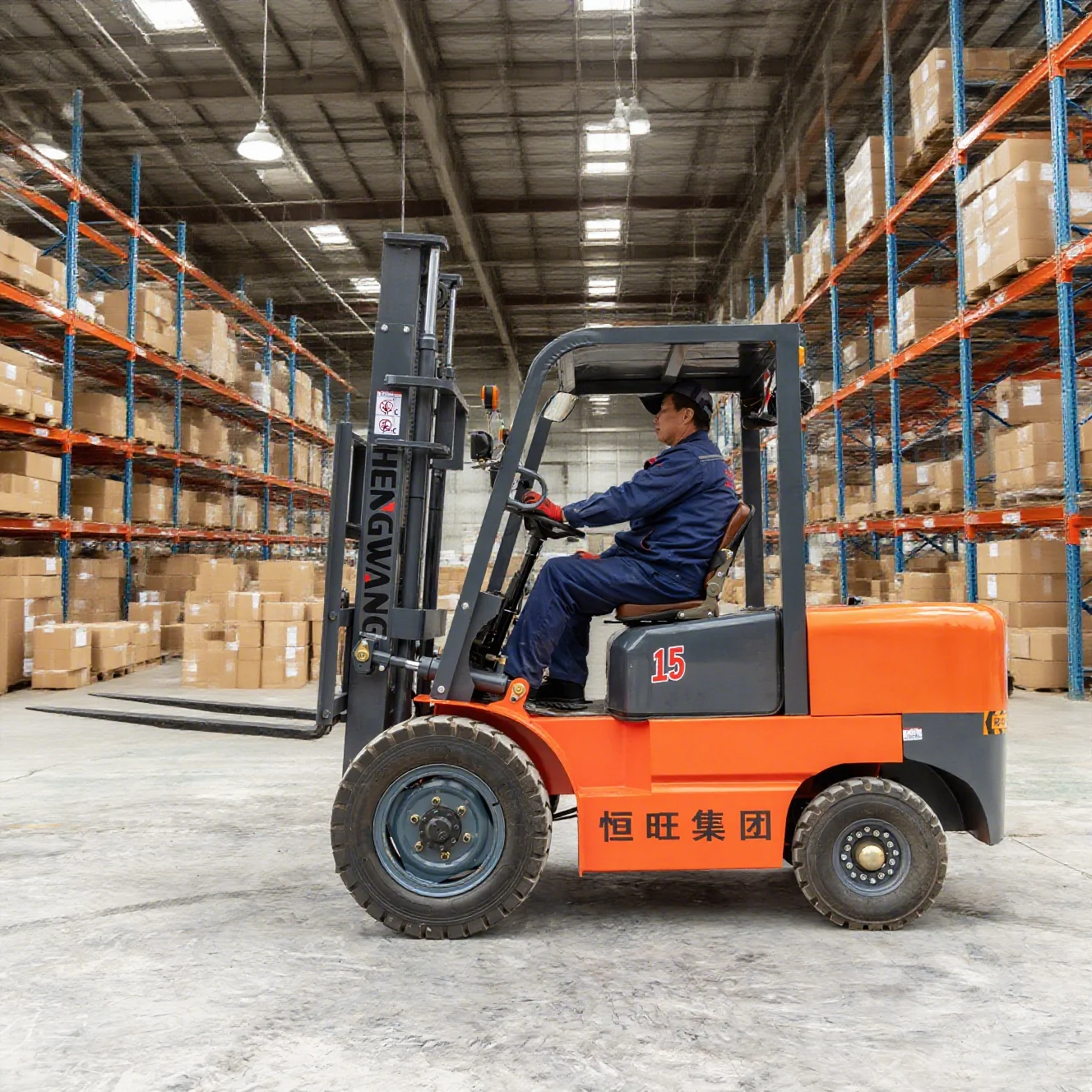 HW 1.5 ton Diesel Forklift 4x4 Wheels Strong Power Warehouse Fuel Forklift Efficient and long-lasting Operation forklifts Custom