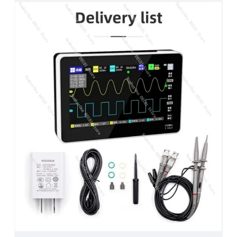 DPOS350P 4-in-1 Tablet Oscilloscope, 350MHz 1GSPS Signal Generator Spectrum Analyzer FRA, 2-Ch 7