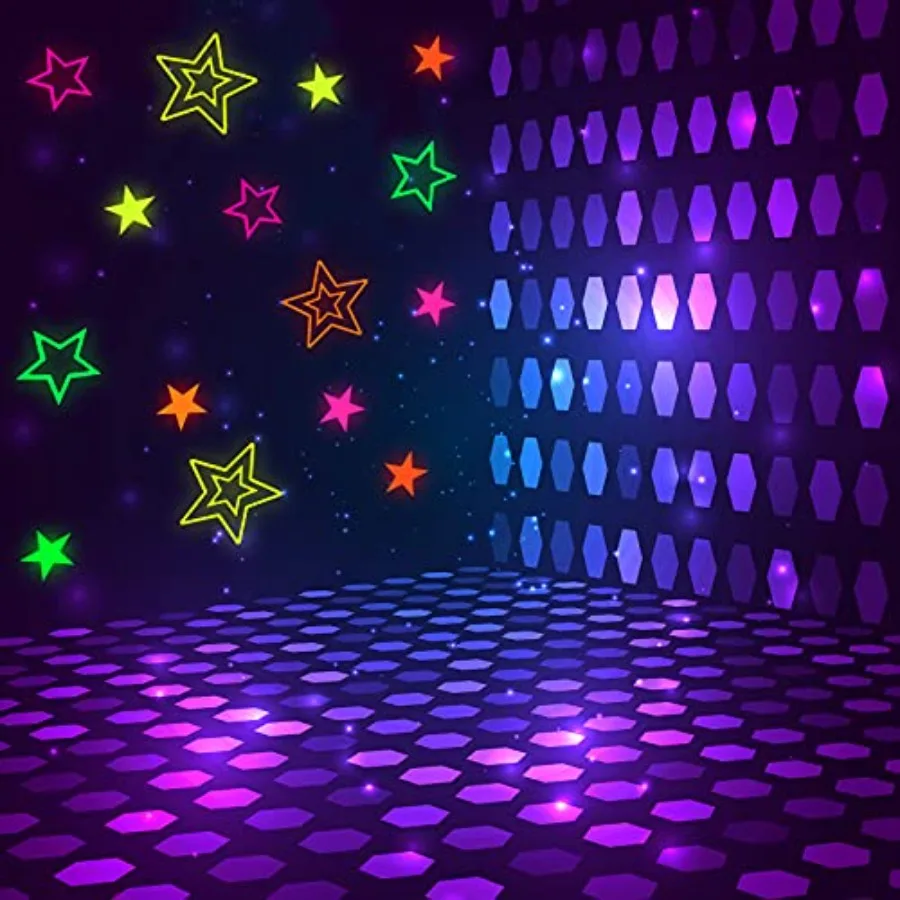 48 Pegatinas de Estrellas de Neón Brillantes, Pegatinas de Estrellas Huecas Coloridas, Recortes Brillantes, Decoración Colgante para Fiestas de Neón