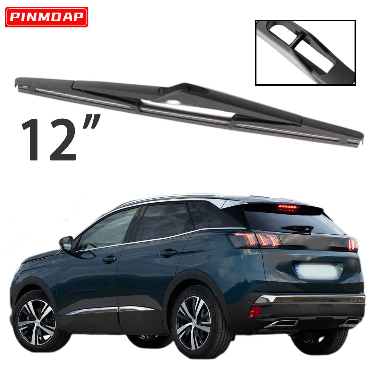 

1 шт. 12 "задний дворник для Peugeot 3008 2017-2023, лобовое стекло, задняя щетка стеклоочистителя, автомобильные аксессуары, аксессуары