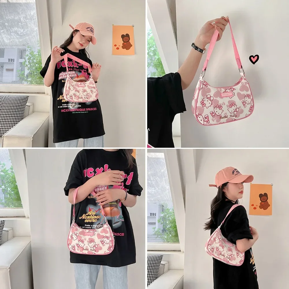 

Kawaii Anime Cartoon Sanrio Hello Kitty Kuromi Cute Single-shoulder Bag Take in Handbag Schoolgirl Accessory Festivals Gift